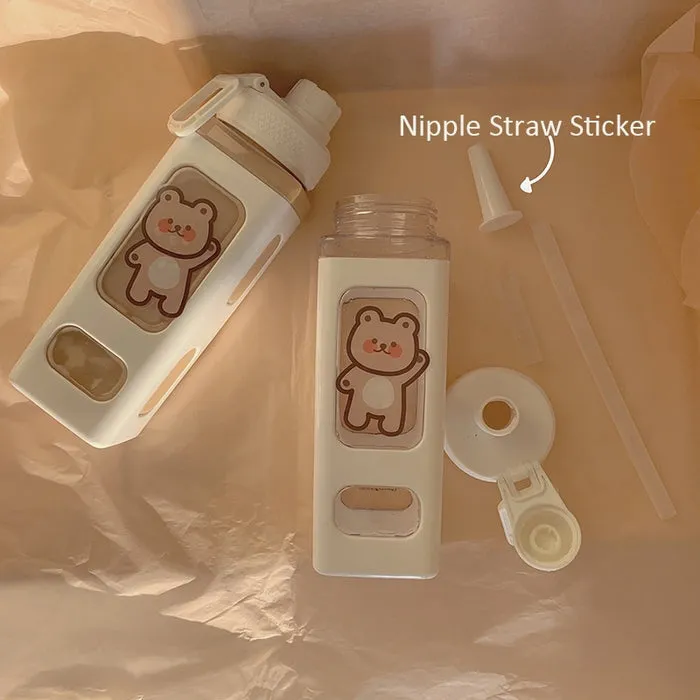 ã€?00ml】Kawaii Bear Water Bottle With Straw