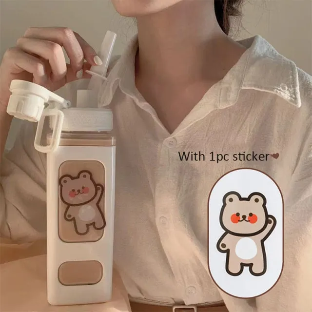 ã€?00ml】Kawaii Bear Water Bottle With Straw