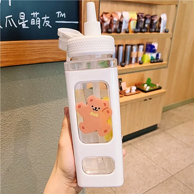ã€?00ml】Kawaii Bear Water Bottle With Straw