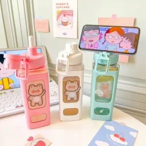 ã€?00ml】Kawaii Bear Water Bottle With Straw