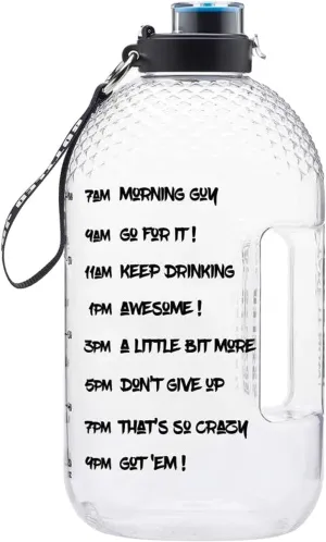 1 Gallon BPA-Free Sports Water Bottle with Handle for Gym Camping Workouts - Reusable Wide Mouth Hydration Jug Leak-Proof Design 3.78L Capacity