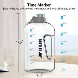 1 Gallon Large Capacity Water Bottle with Time Marker Reusable Motivational Leak-proof big Bottle with Flip-top lid and Handle Strap,BPA Free Sports Water Jug for Fitness,Sports Cycling,Camping