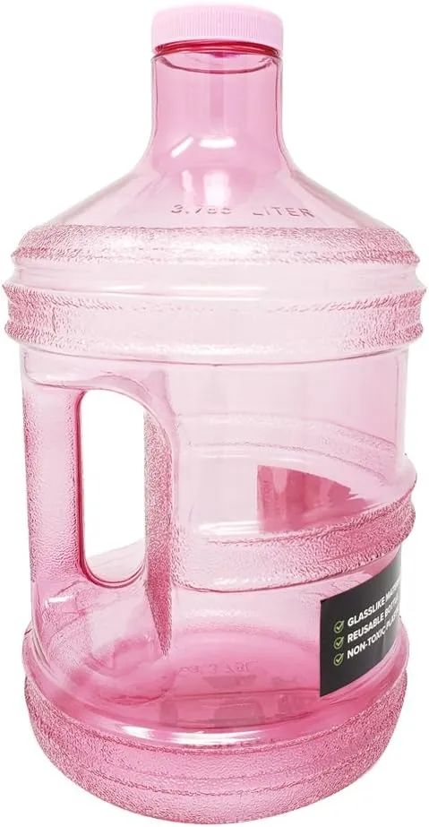 1 Gallon Leak-Proof BPA Free Reusable Plastic Drinking Water Big Mouth Bottle Jug Container with Holder Drinking Canteen