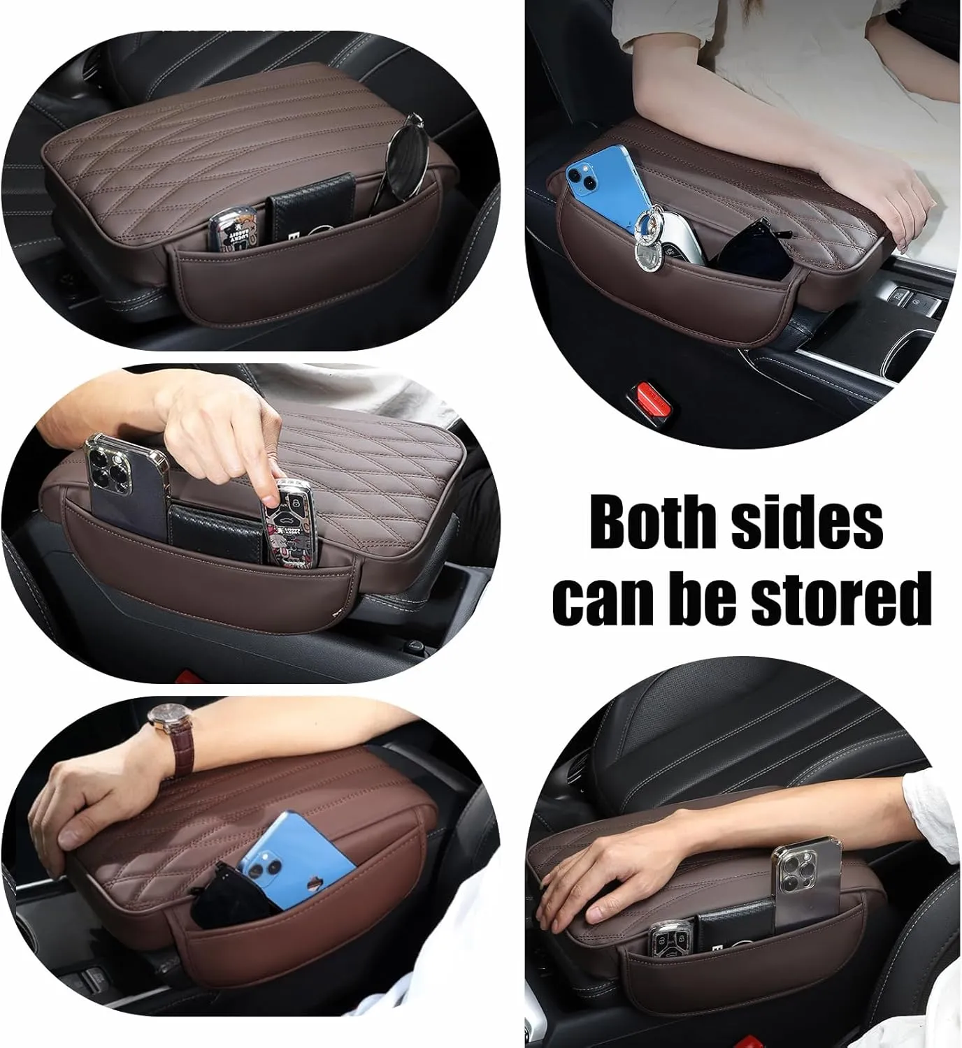 1 PC Car Center Console Armrest Cover, 12.59In x 8.66In x 1.96In Waterproof Durable Vehicle Storage Box Protective Cover, Universal Rebound Armrest Accessories for Most Cars (Black)