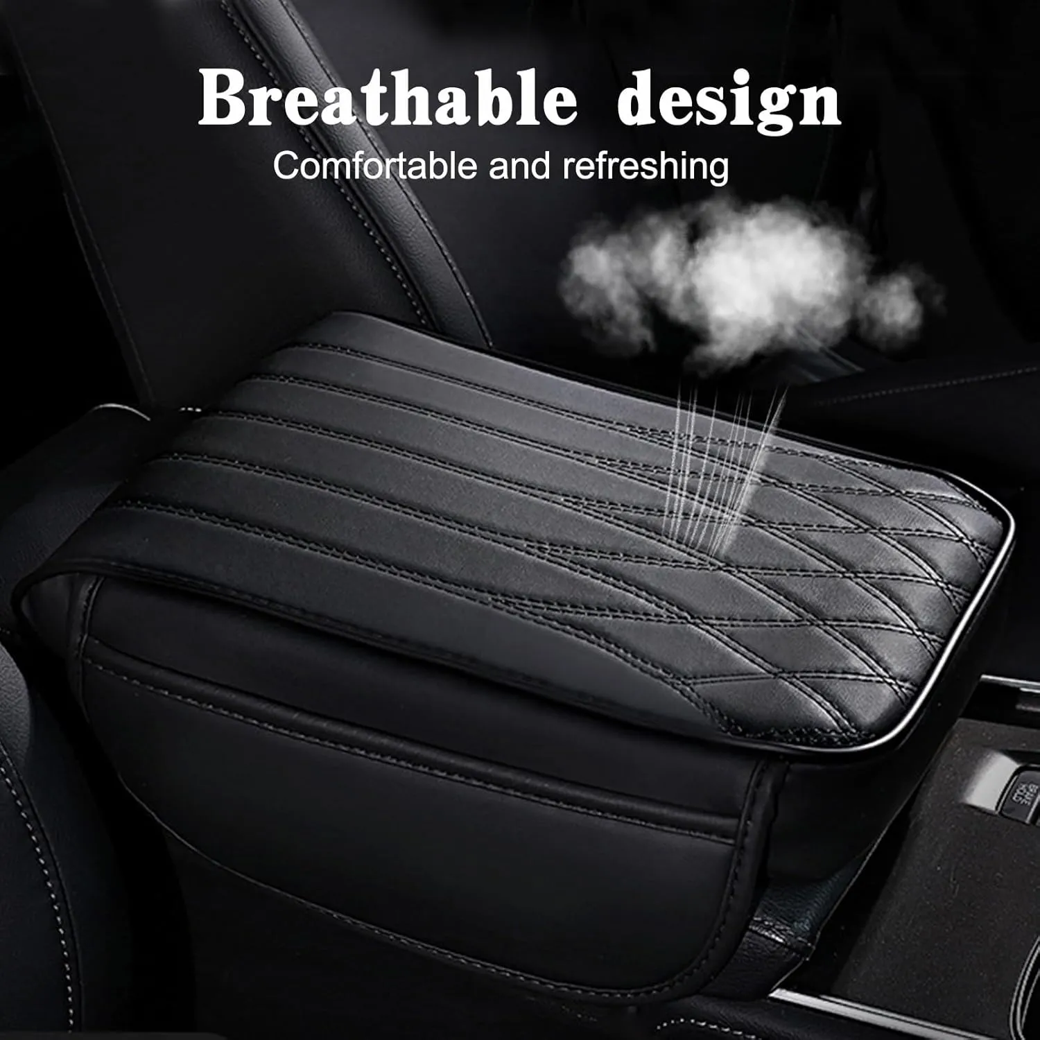 1 PC Car Center Console Armrest Cover, 12.59In x 8.66In x 1.96In Waterproof Durable Vehicle Storage Box Protective Cover, Universal Rebound Armrest Accessories for Most Cars (Black)