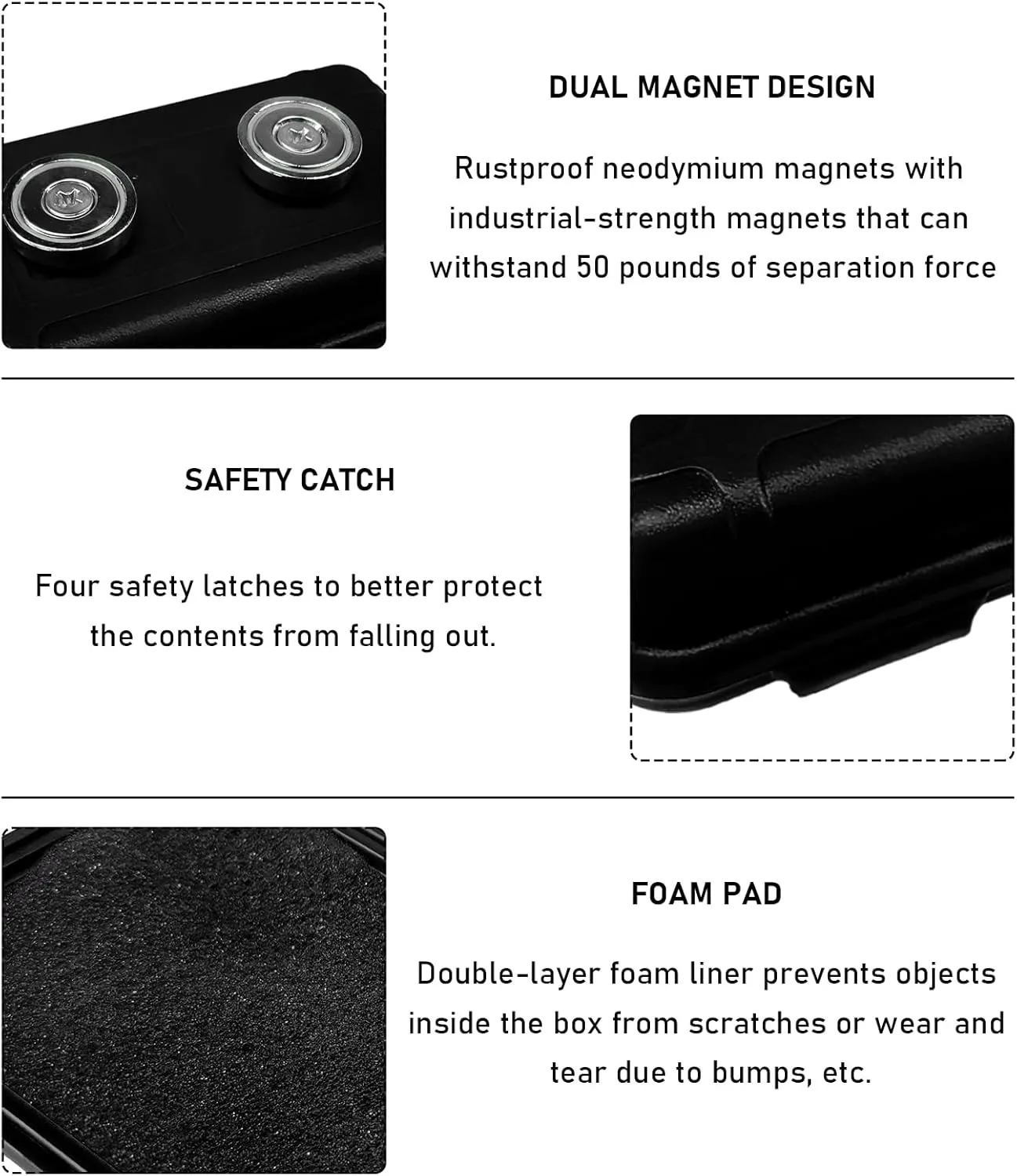 1 PCS Magnetic Key Box, Indoors Outdoors Waterproof Magnetic Hidden Key Holder Under Vehicles, Safe Key Hider Storage Under Car to Hide A Key Outside, Car Accessories (Black, 2 PCS)