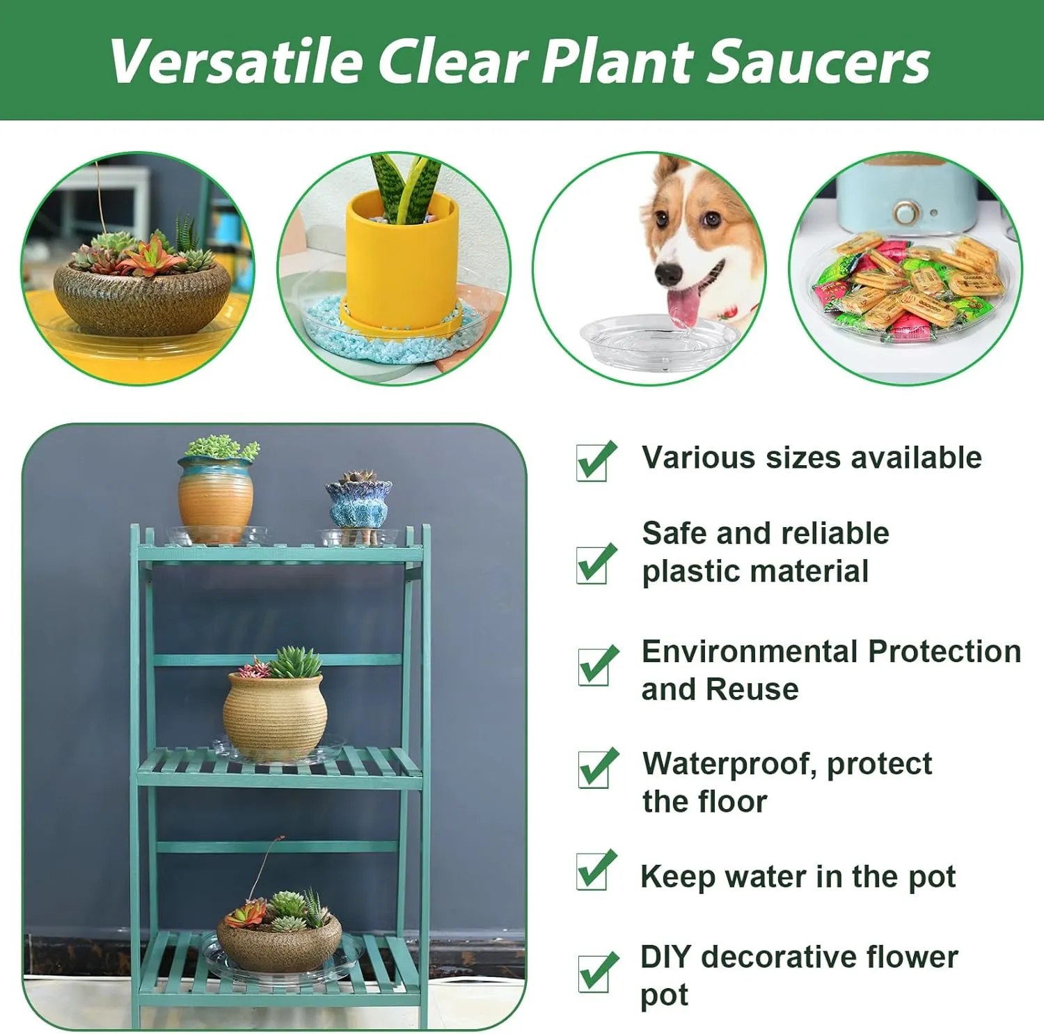 100 Pack 6 Inch Plant Saucer Clear Plant Saucers for Indoors Flower Pot Saucers Small Plants Plate Dish Succulent Pot Saucer Plants Trays for Pots Bulk Plastic Tray for Flower Cactus Nursery Pots