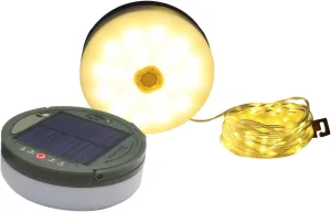 10M Solar Led Camping Lights, 100 LEDs, Remote Control & USB Rechargeable, Warm White, Waterproof Outdoor Tent Lamps