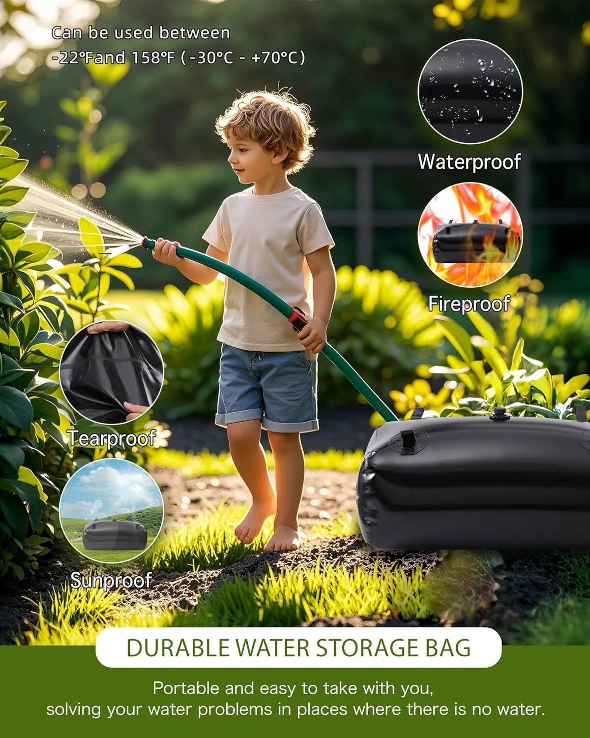 110L/30gal Long Term Water Storage Containers,Emergency Water Storage Bag, Soft Portable Vinyl Bathtub Water Bladder with Valve&Stainless-Steel Outlet-Reliable & Resistant for All Climates