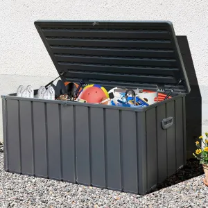 120 Gallon Outdoor Storage Box, Multi-function Deck Box for Organization & Storage, And As a Bench, Waterproof Outdoor Storage Container for Patio Cushions, Gardening Tools, Pool Supplies - Dark Gray
