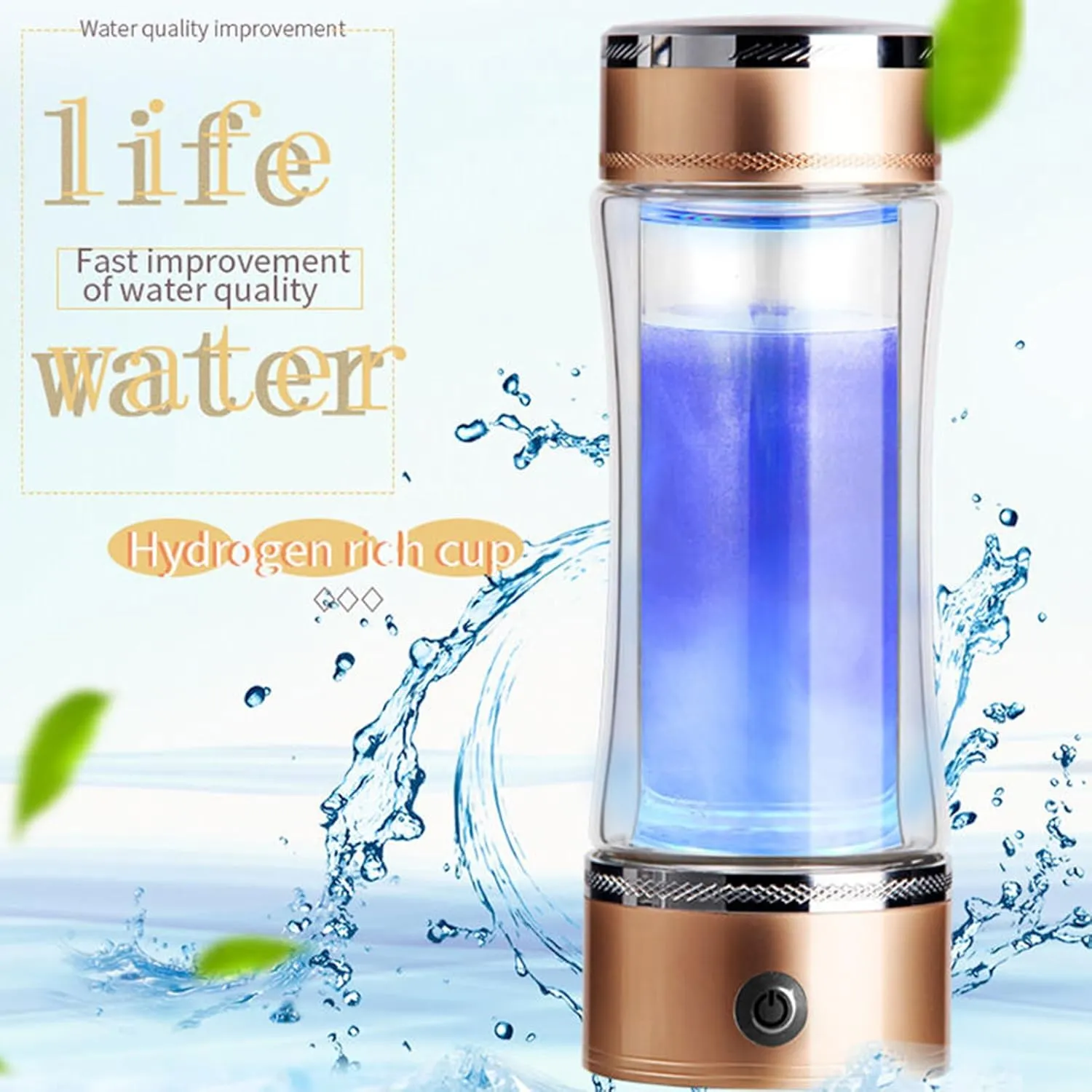 1200-1600PPB Hydrogen Water Bottle Generator, Anti Aging 350ml Large Capacity, SPE PEM Hydrogen Water Generator, Rechargeable Alkaline Bottle, Ionizer Bottle