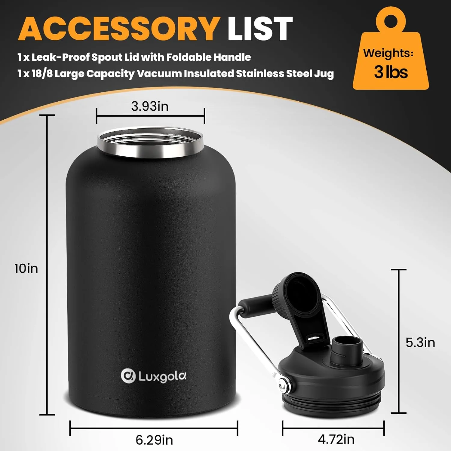 128 oz Insulated Water Bottle with Spout Lid and Handle, One Gallon Stainless Steel Double Vacuum Water Jug for Hot & Cold Drinks - Sweat Proof, Great for Travel, Hiking, Camping - Olive Green