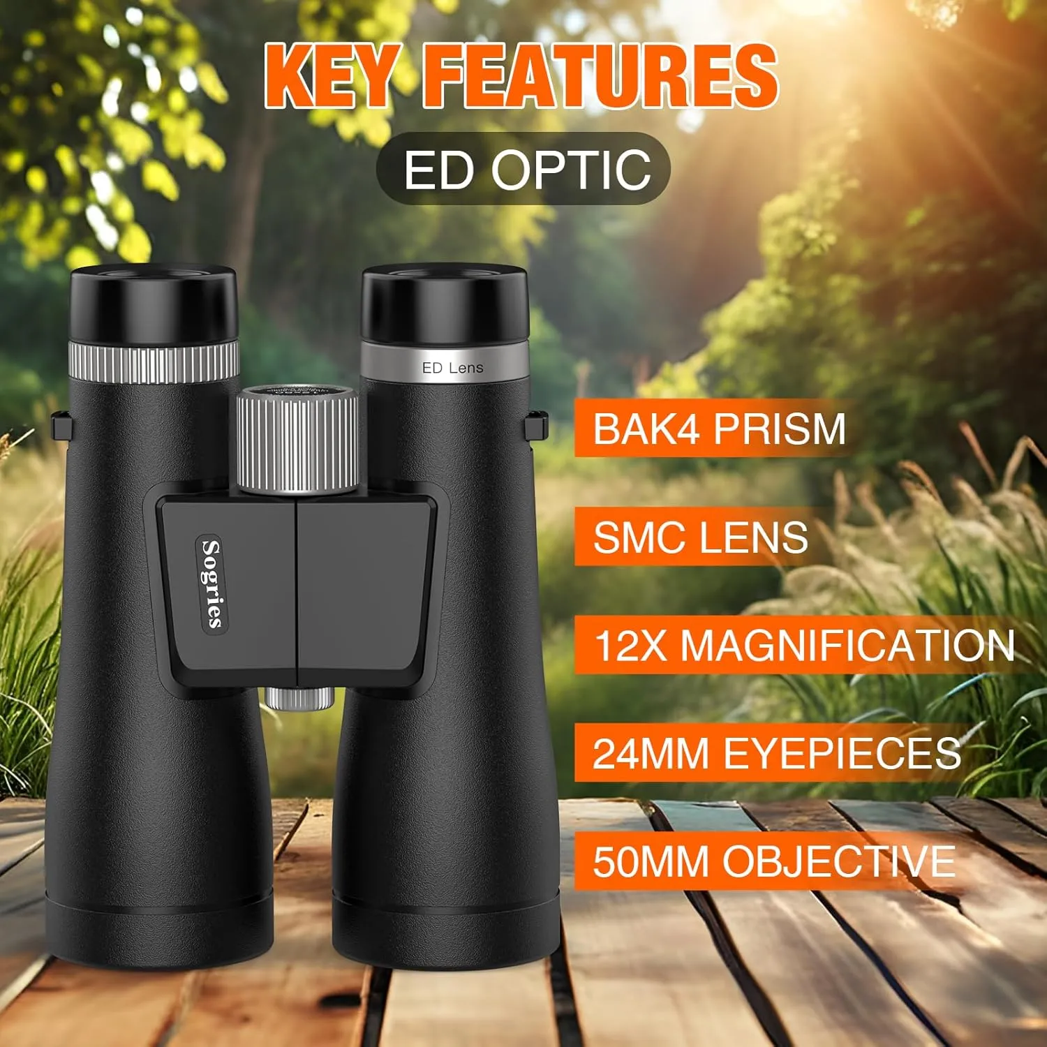 12x50 ED Binoculars for Adults-Professional Roof Prism,HD Optical System Non-Slip Grip, IPX7 Waterproof,High Power BAK4 Prism SMC Lens Binoculars for Bird Watching Travel