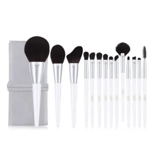 14 Pieces of Plain Brocade Makeup Brush Set Full Set of Eye Shadow Brush Powder Blusher Brush Beauty Tools(14pcs,D)