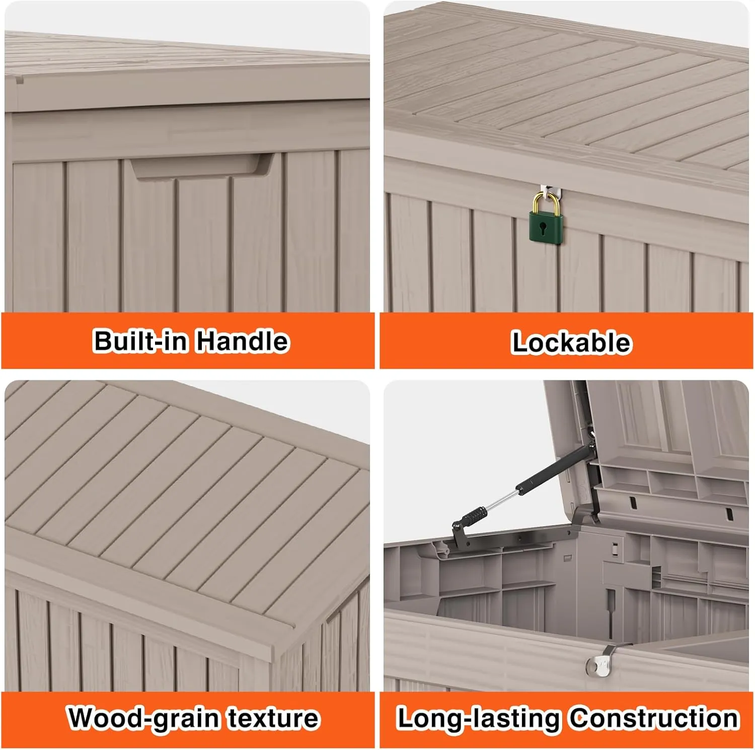 152 Gallon Deck Box Waterproof, UV Resistant Resin Outdoor Storage Box with Hydraulic Rod, Lockable Design and Enhanced Durability for Patio, Garden, and Poolside Use