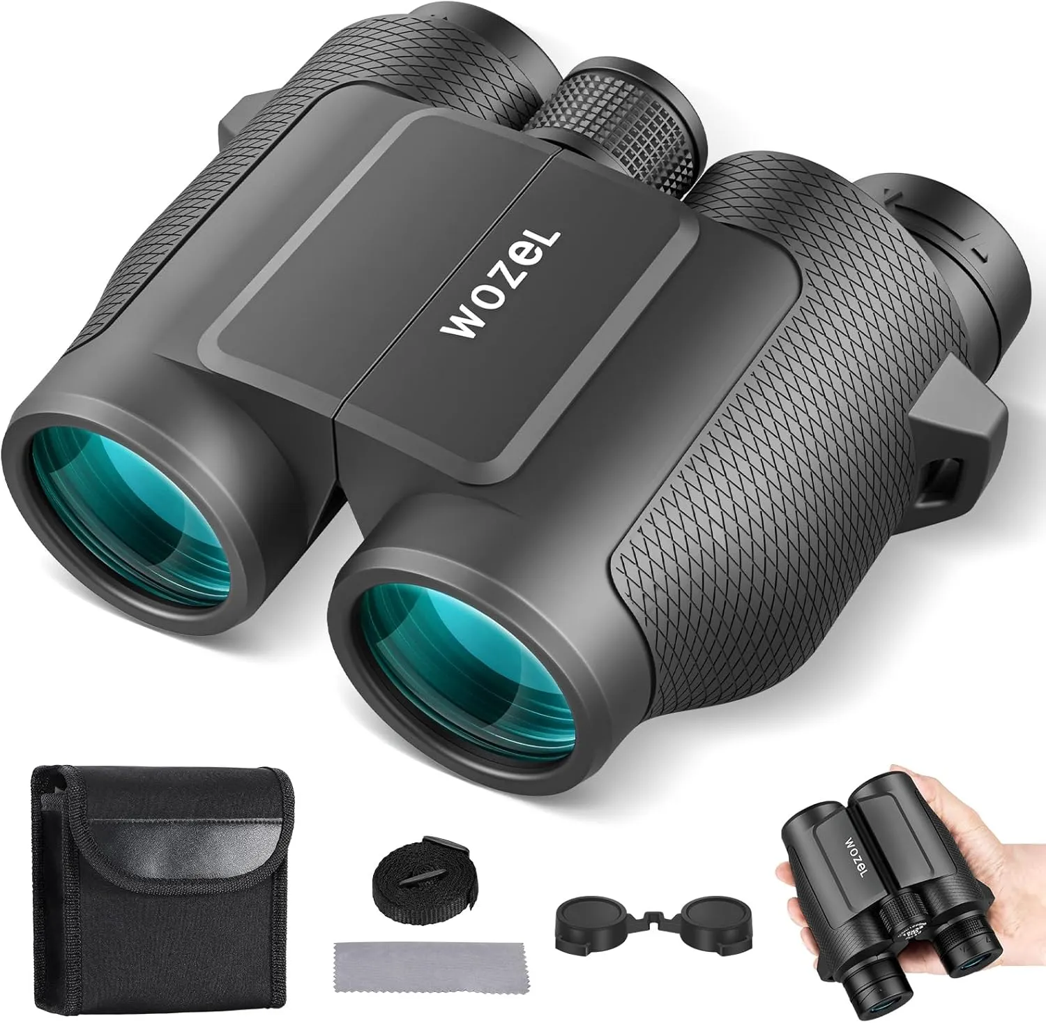 15x32 Compact Binoculars for Adults and Kids - WOZEL High Powered Small Binoculars for Bird Watching, Hunting, Travel, Hiking, Concert, Sports and Outdoors - Easy Focus with Large Objectives - Black