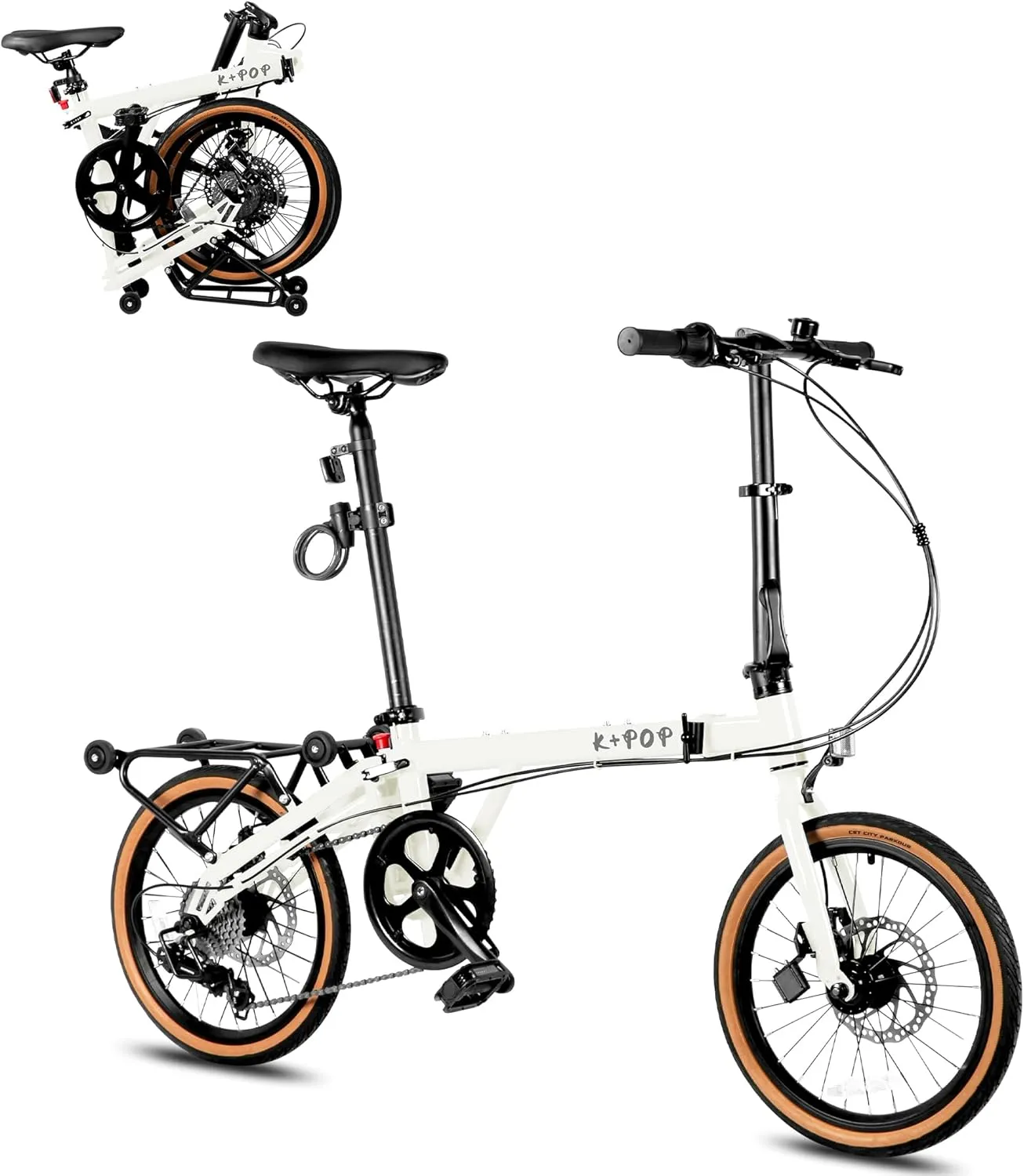 16 Inch Folding Bike with 7-Speed, Foldable Bike for Adults, Commuter Bike Folding Bicycle for Adult/Women/Men/Youth, Front and Rear Disc Brakes