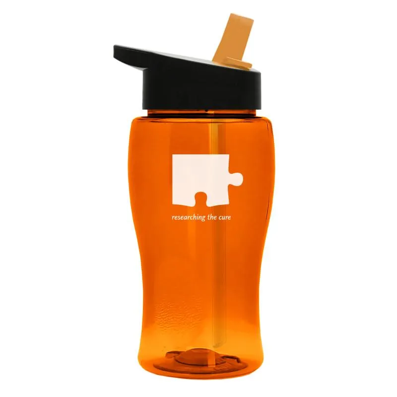 18 oz Transparent Bottle w/ Flip Straw Lid