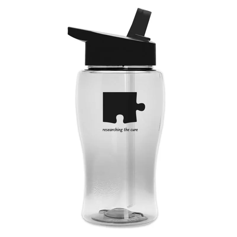 18 oz Transparent Bottle w/ Flip Straw Lid