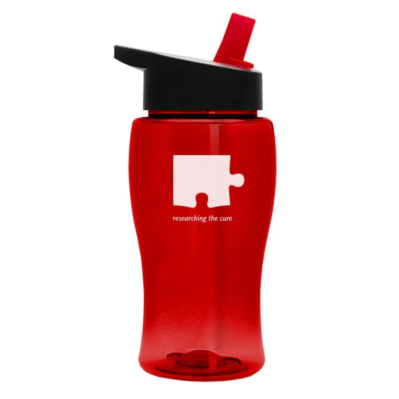 18 oz Transparent Bottle w/ Flip Straw Lid