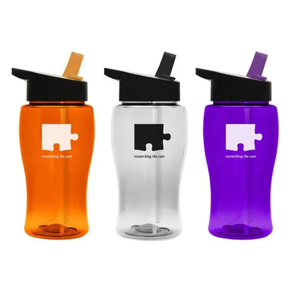 18 oz Transparent Bottle w/ Flip Straw Lid