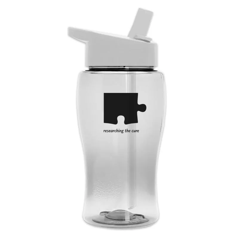 18 oz Transparent Bottle w/ Flip Straw Lid