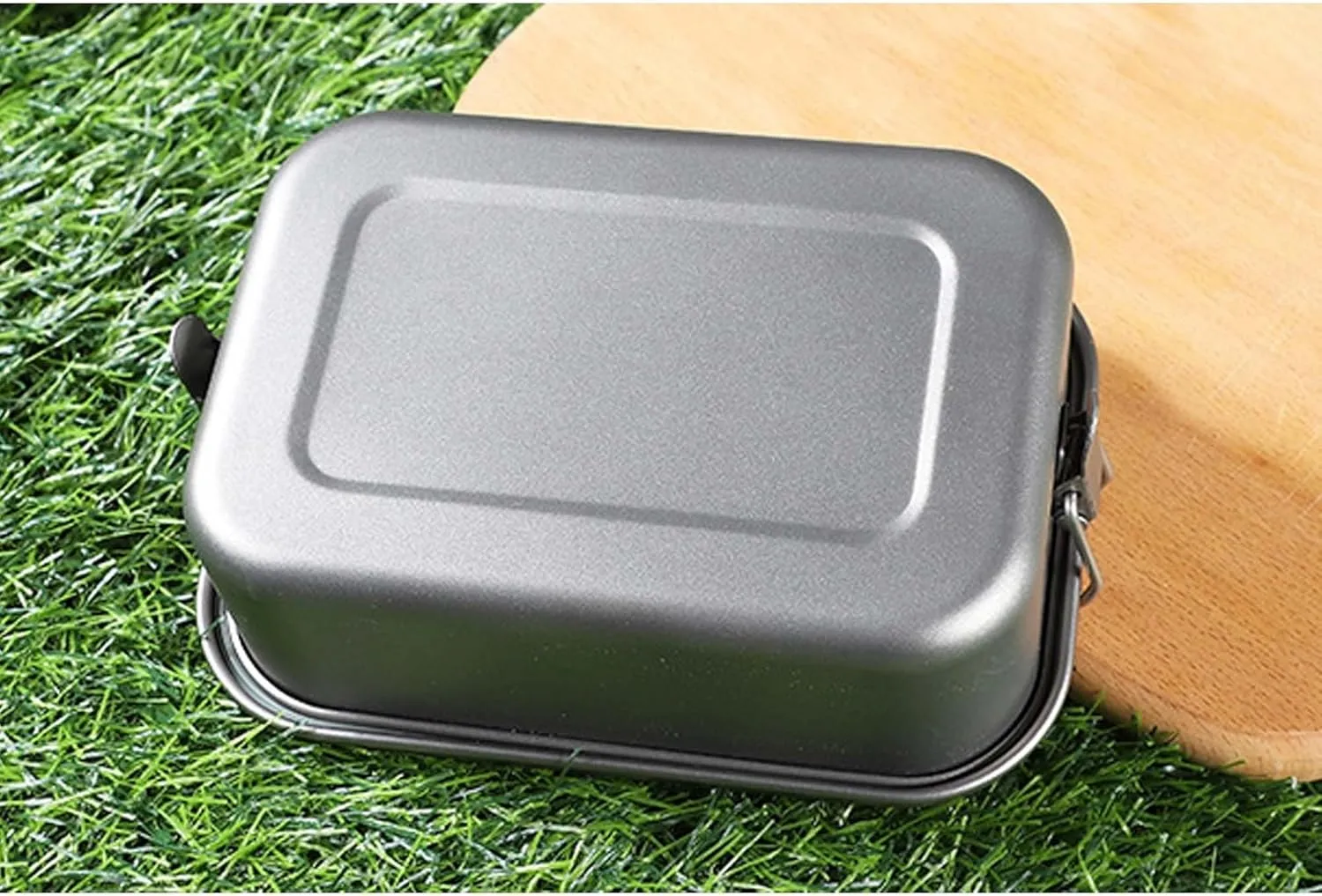 1PC Outdoor Pure Titanium Lunch Box, Portable Foldable Handle Storage Box(Large)