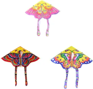 1Pcs 50cm Kids Medium Butterfly Kite, Traditional Outdoor Colorful Butterfly Foldable Kite, Toys Recreation Toys