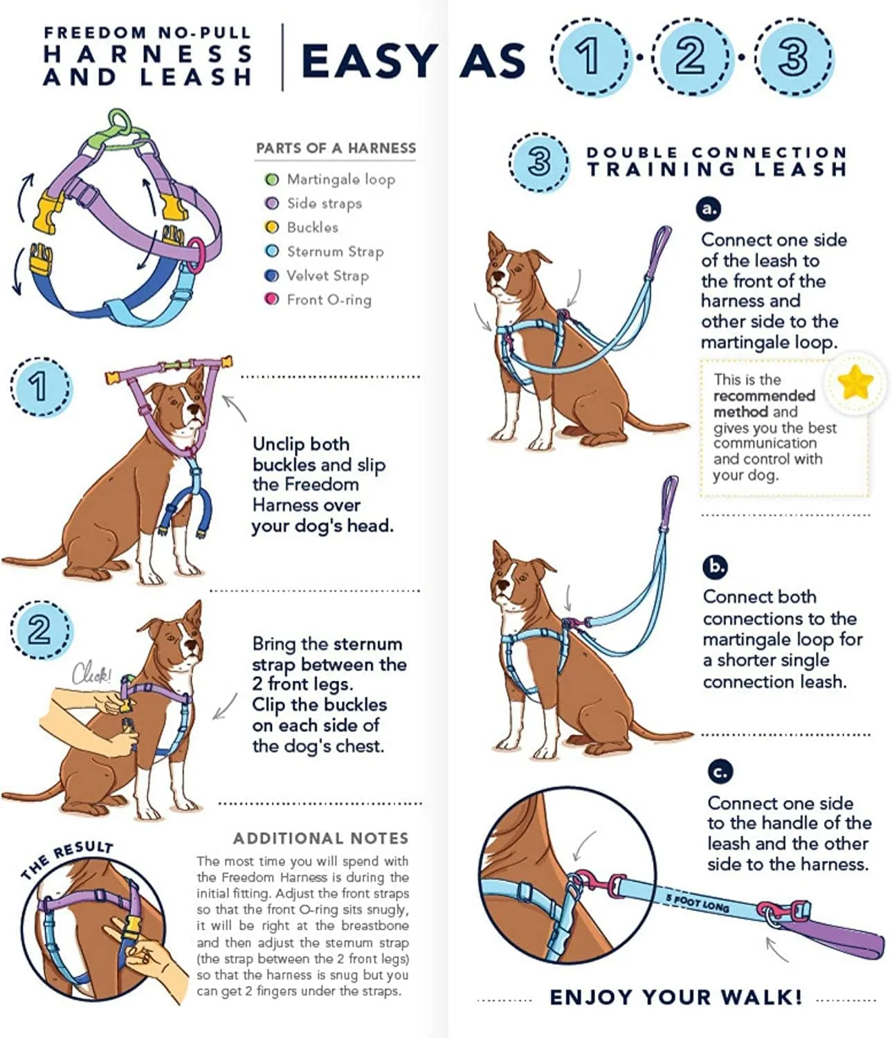 2 Hounds Design Freedom No Pull Dog Harness, Adjustable Harness, Easy Walking & Comfortable Control, Fits Small, Medium & Large Dogs, Solid Colors, Made in USA, 1" LG, Raspberry