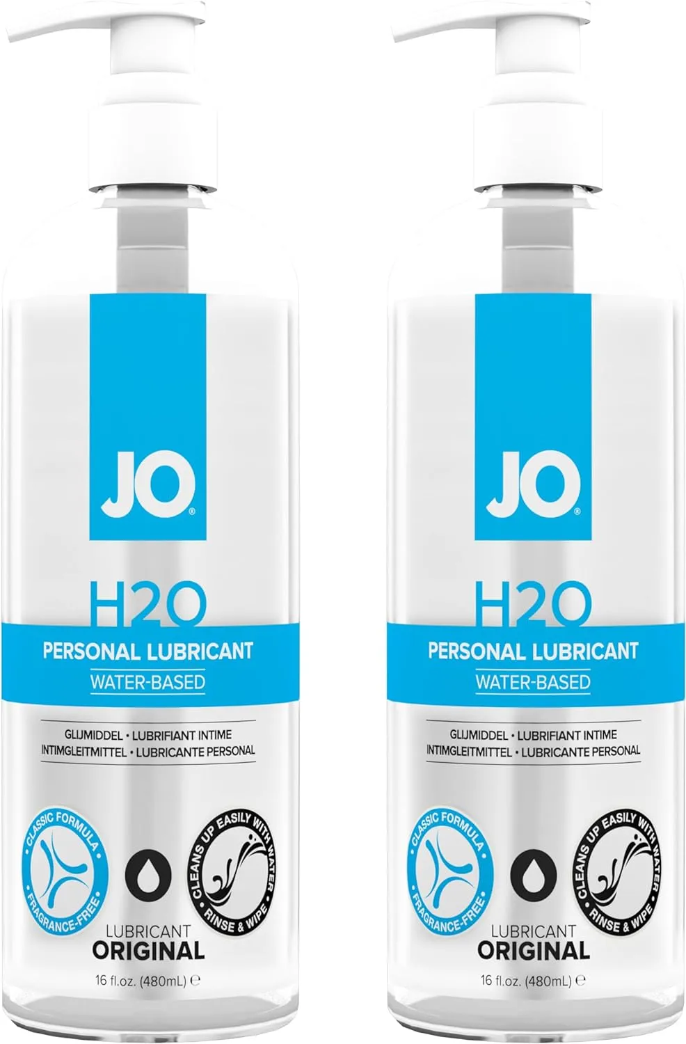 2 PACK System Jo H2O Water-based Lubricant-16 oz