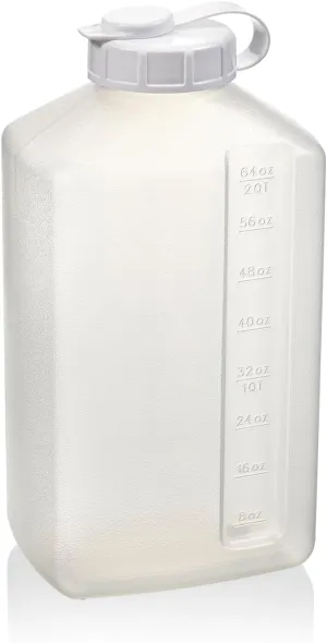 2-Quart (64 fl. oz) Water Bottle Refrigerator Shaker, Pitcher, Engraved Measurements, Mixer Bottle, Leak Resistance, Dishwasher Safe, BPA Free, with Easy-Pour Spout