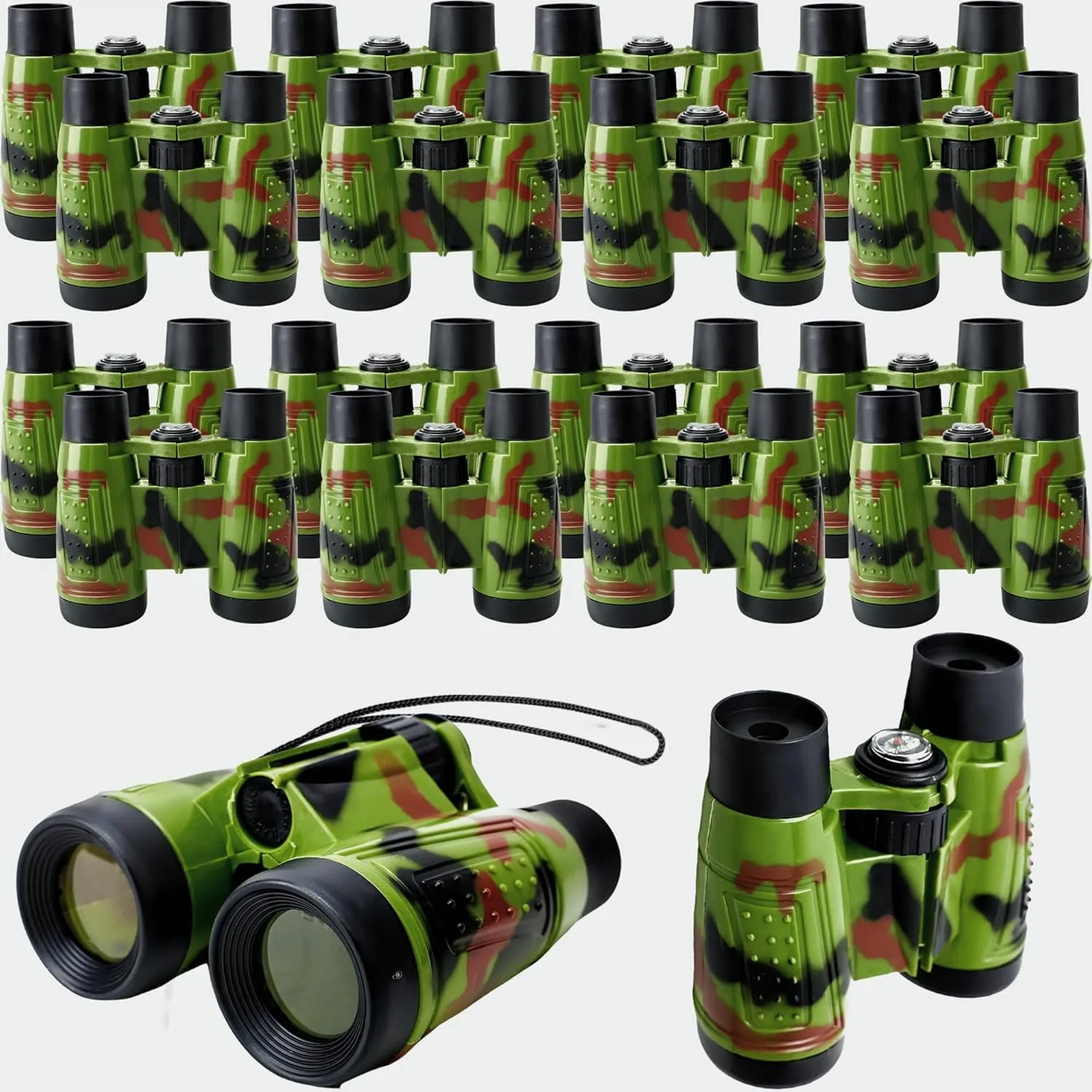20 Pack Safari Binoculars Jungle Camouflage Binoculars Toy for Kids Explorers Gifts Camping Hunting Safari Party Favors