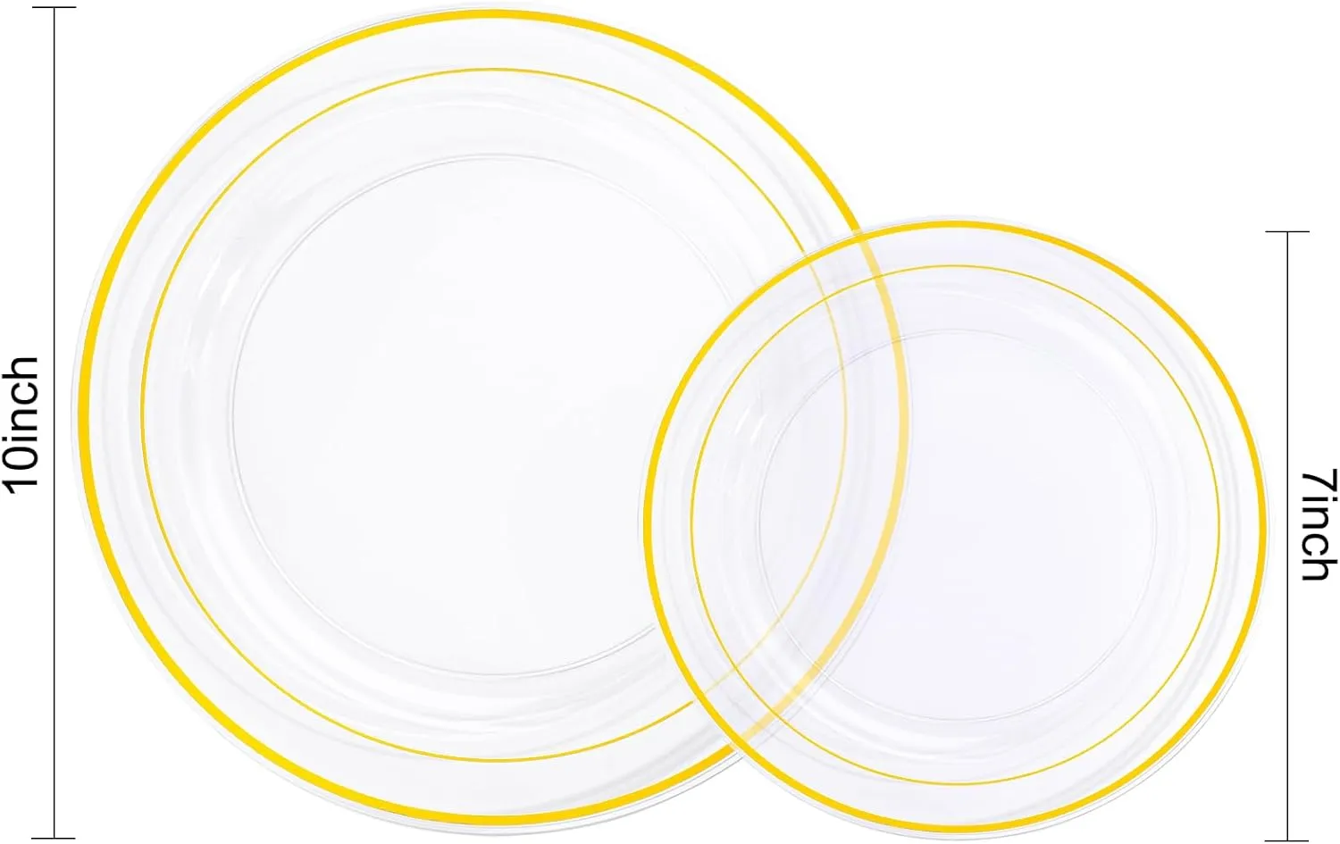 200 Pcs Clear Gold Plastic Plates - Disposable Party Plates, Gold Plates Disposable Include 100 Dinner Plates and 100 Dessert Plates, Plastic Plates for Party, Holiday, Wedding & Birthday