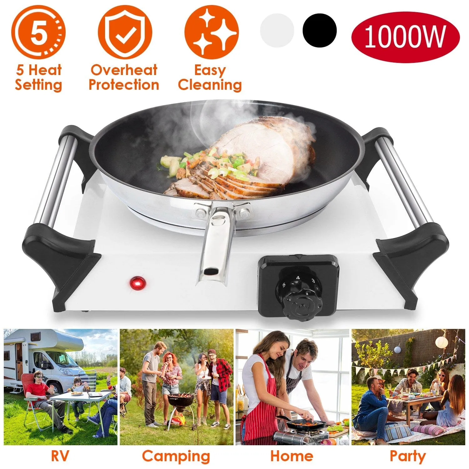 2000W Electric Burner Portable Coil Heating Hot Plate Stove Countertop