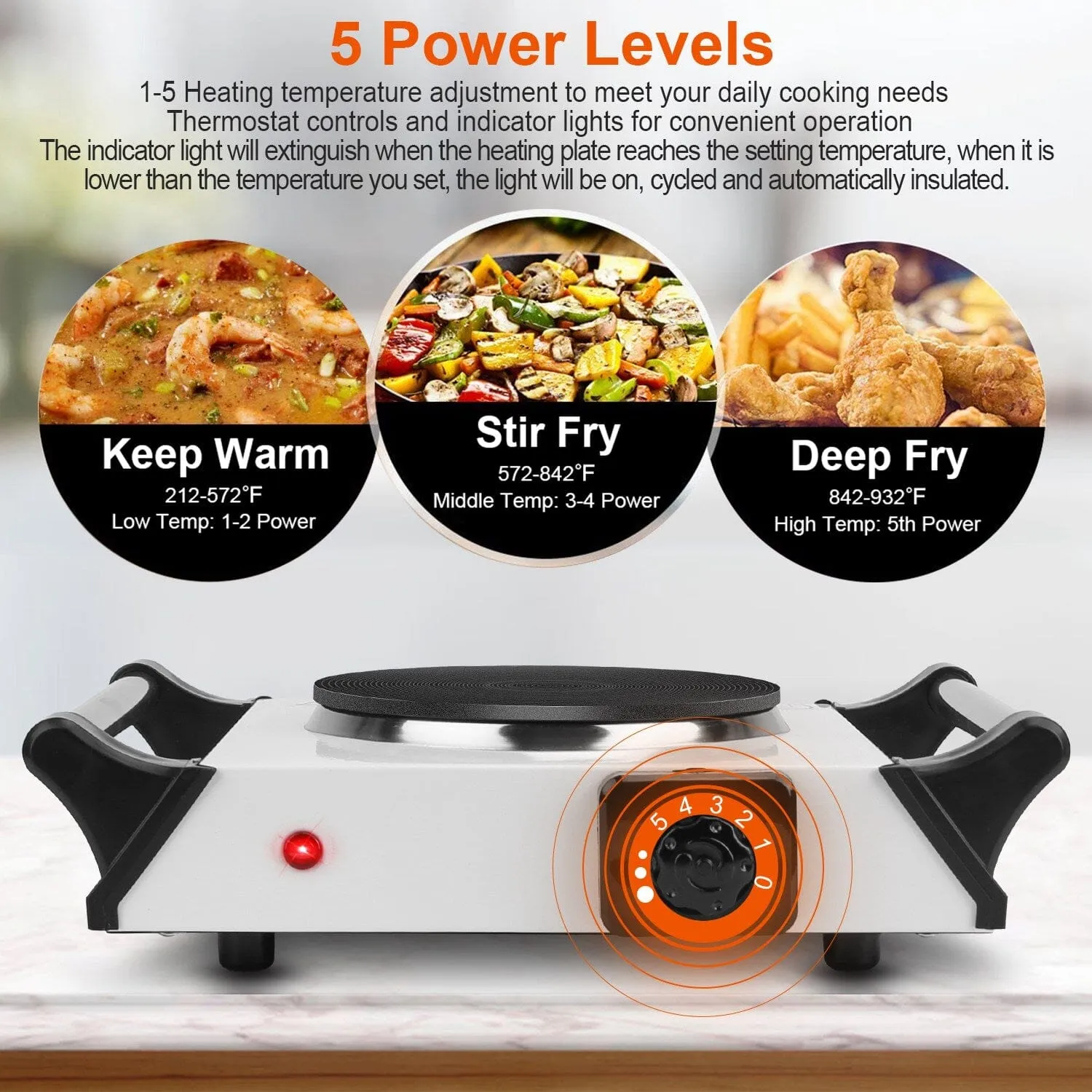 2000W Electric Burner Portable Coil Heating Hot Plate Stove Countertop
