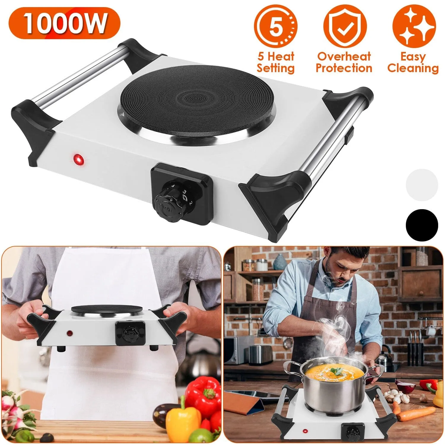 2000W Electric Burner Portable Coil Heating Hot Plate Stove Countertop