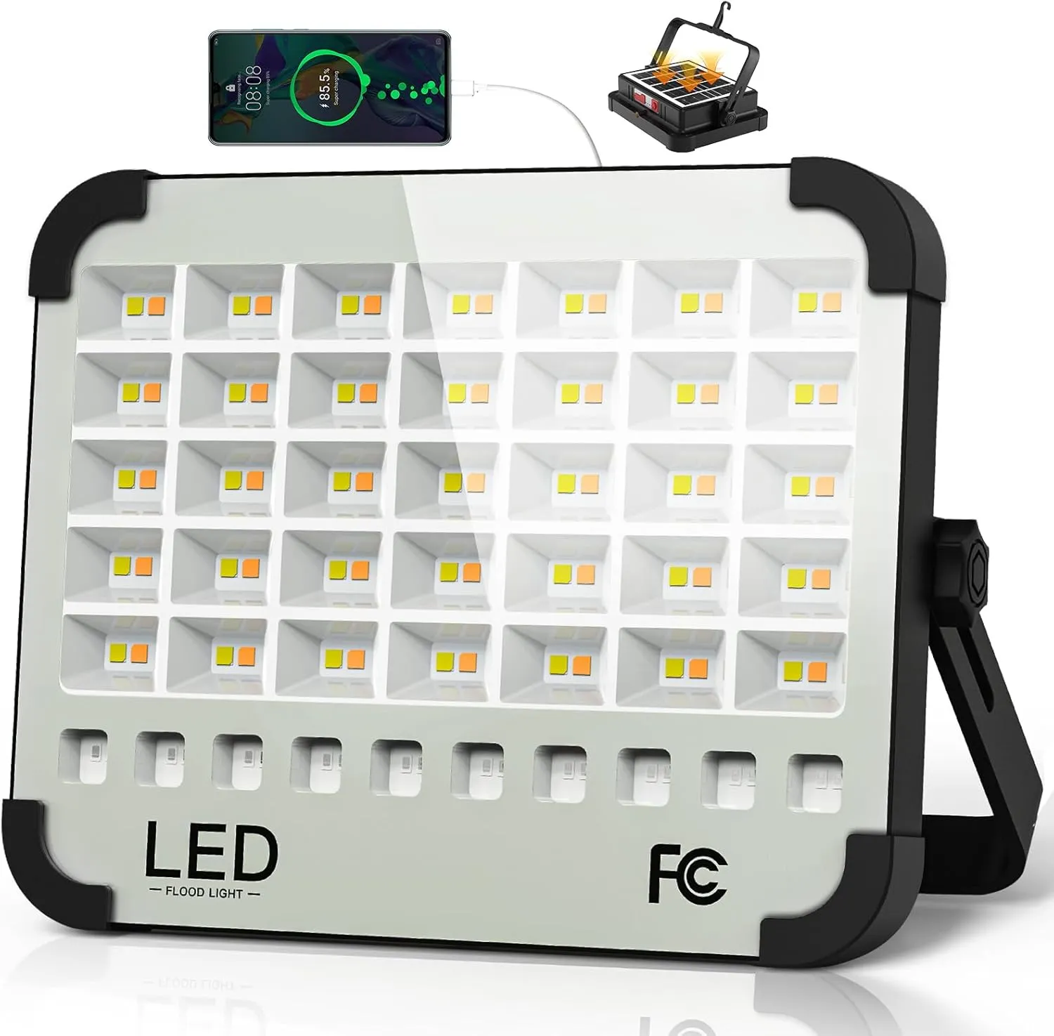 200W LED Solar Work Light, Sinear 20000LM Magnetic Portable Light, 20000mAh Rechargeable with 5 Modes, IP66 Waterproof for Outdoor Camping, Car Repair, Building, Workshop, Garage, Emergency