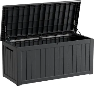 230 Gallon Resin Deck Box, Waterproof Outdoor Storage Box, Lockable for Patio Furniture, Garden Tools, Pool Accessories, UV-Resistant for All Weather Use, Black