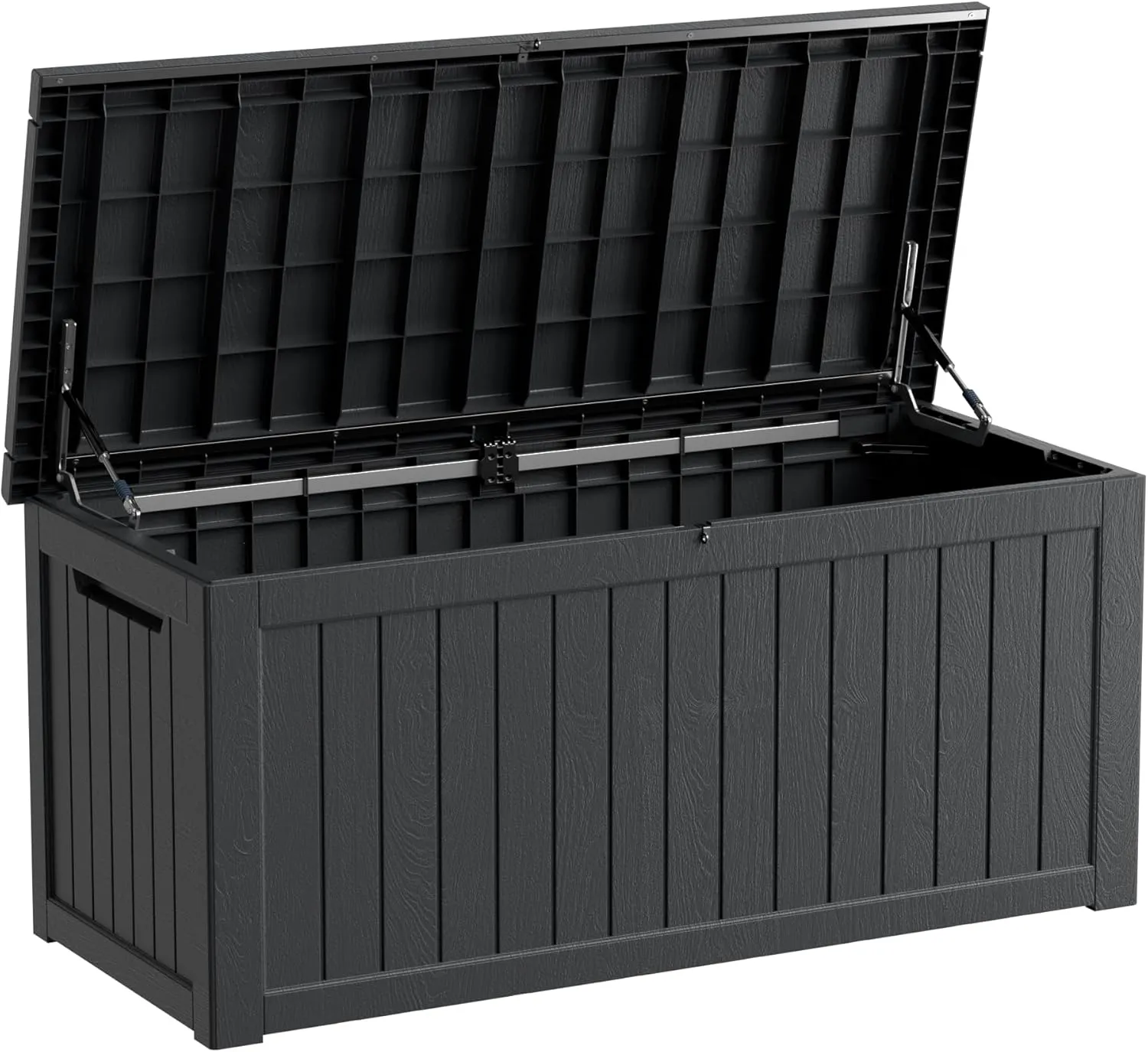 230 Gallon Resin Deck Box, Waterproof Outdoor Storage Box, Lockable for Patio Furniture, Garden Tools, Pool Accessories, UV-Resistant for All Weather Use, Black