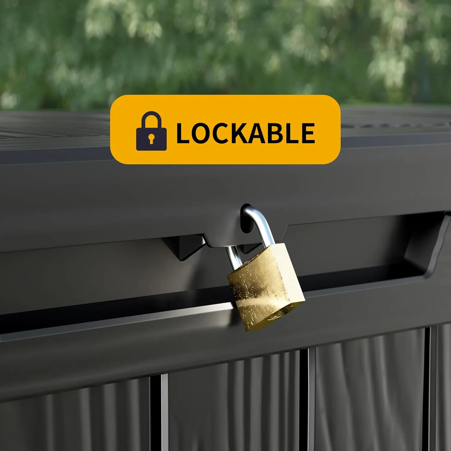 230 Gallon Resin Deck Box, Waterproof Outdoor Storage Box, Lockable for Patio Furniture, Garden Tools, Pool Accessories, UV-Resistant for All Weather Use, Black
