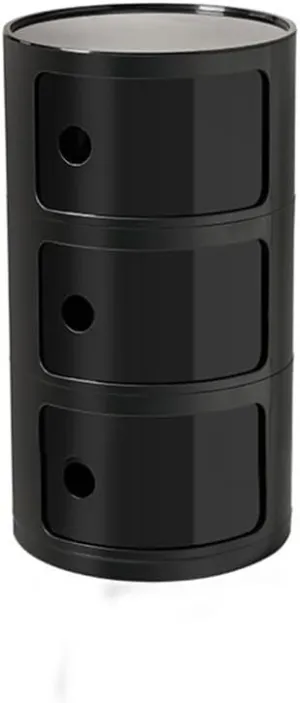 2/3/4 Tier Round Nightstand with Storage, Modern Style Side Table, Small Cupboard Cabinet with Drawers for Living Room, Bedroom, Bathroom (Color : Black, Size : 3 Layers)