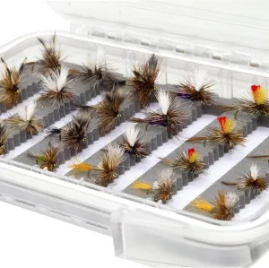 24 Adams Dry Fly Trout Fishing Assortment | Waterproof Fly Box | Size: #10 - #18