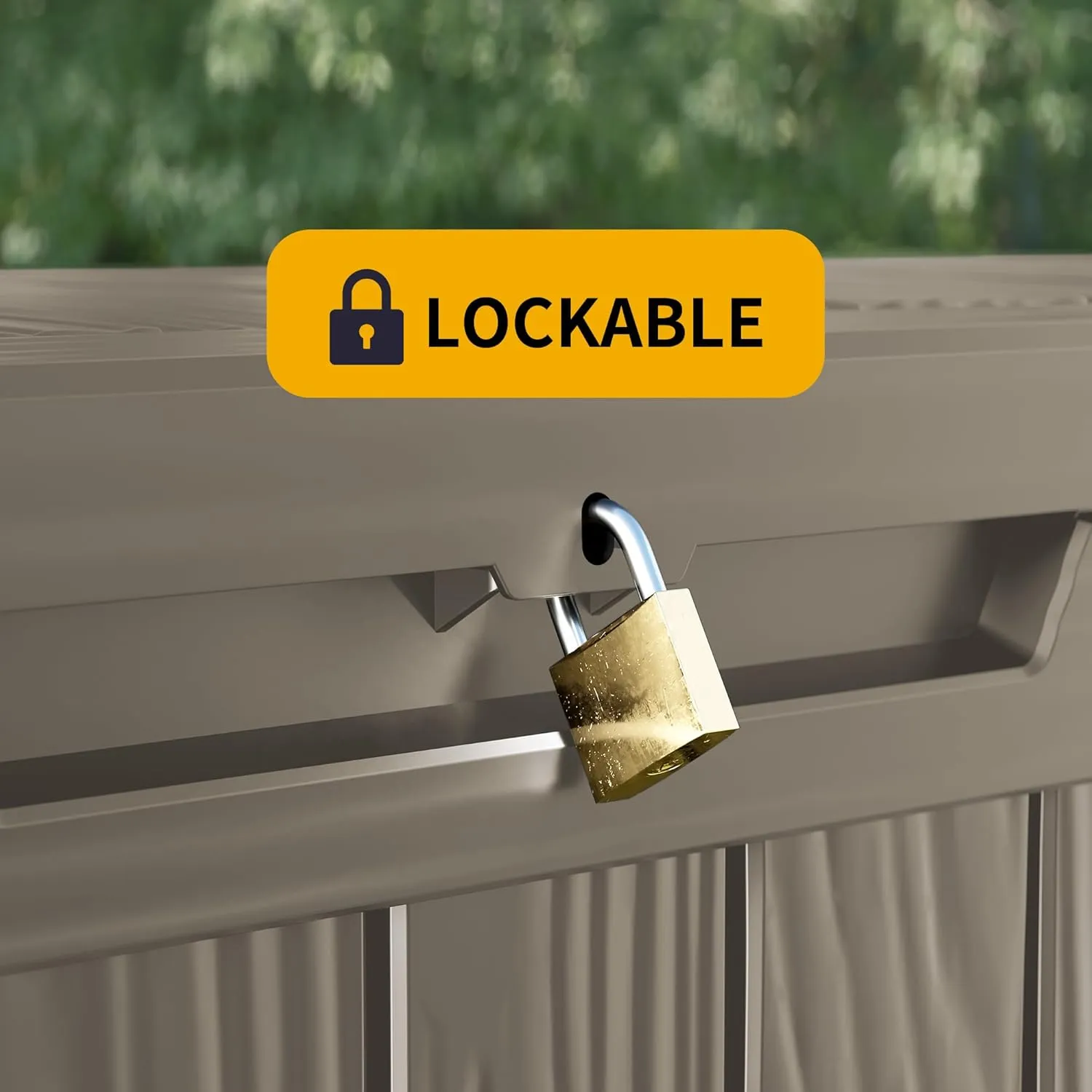 260 Gallon Lockable Resin Deck Box, Waterproof Outdoor Storage Box for Patio Furniture, Garden Tools, Pool Accessories, UV-Resistant Outside Delivery Grey