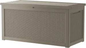 260 Gallon Lockable Resin Deck Box, Waterproof Outdoor Storage Box for Patio Furniture, Garden Tools, Pool Accessories, UV-Resistant Outside Delivery Grey