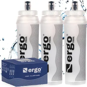 3-Pack Soft Flask Water Bottles 500ml with Bitevalve Top – Soft Hydration Flask for Running Vest, Hiking, and Camping – Leak-Free Soft Water Flasks for Hiking and Endurance Athletes