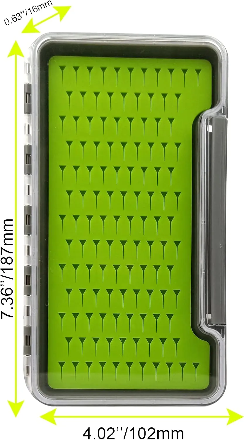 3 PC Fly Fishing Box Silicone Super Slim Waterproof Fly Fishing Tackle Trays Box Best Pocket Storage 7.36"X4.02"X0.63"(waterproof)