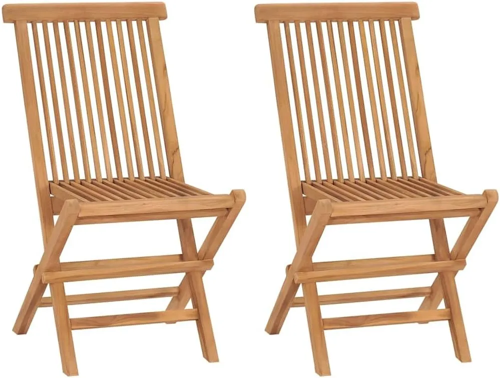 3-Piece Folding Patio Chairs Set – Solid Teak Wood Outdoor Furniture for Garden, Patio & Terrace – Ergonomic Lounge Chairs with Natural Finish, Portable Design