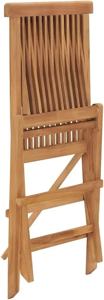 3-Piece Folding Patio Chairs Set – Solid Teak Wood Outdoor Furniture for Garden, Patio & Terrace – Ergonomic Lounge Chairs with Natural Finish, Portable Design