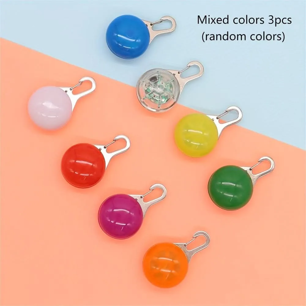 3-Piece LED Dog Collar Charms - Flashing Safety Lights
