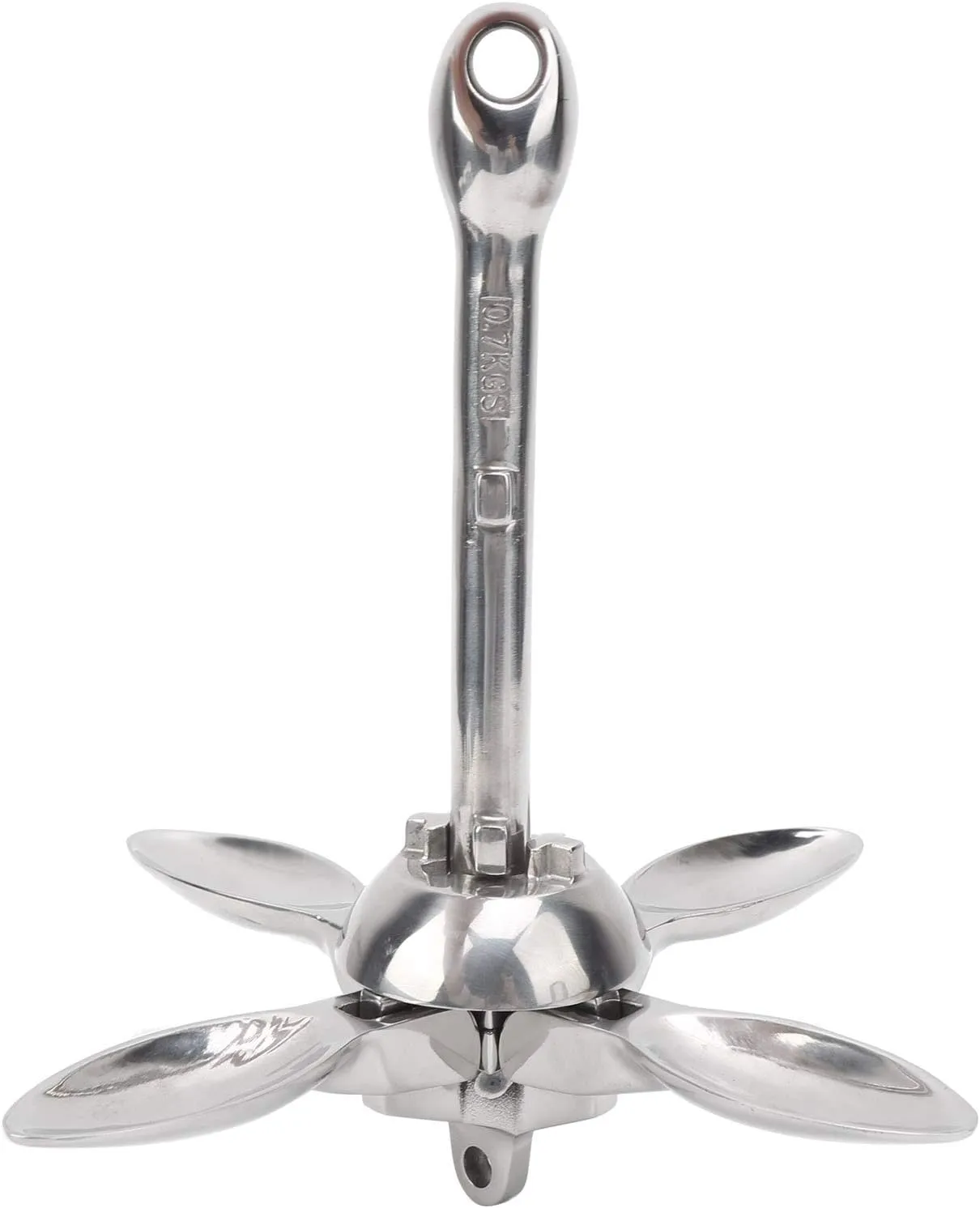 316 Stainless Steel Foldable Grapnel Anchor, Heavy Duty and Durable, Easy to Store, Ideal for Fishing Boats, Rubber Dinghies, Canoes, and Yachts